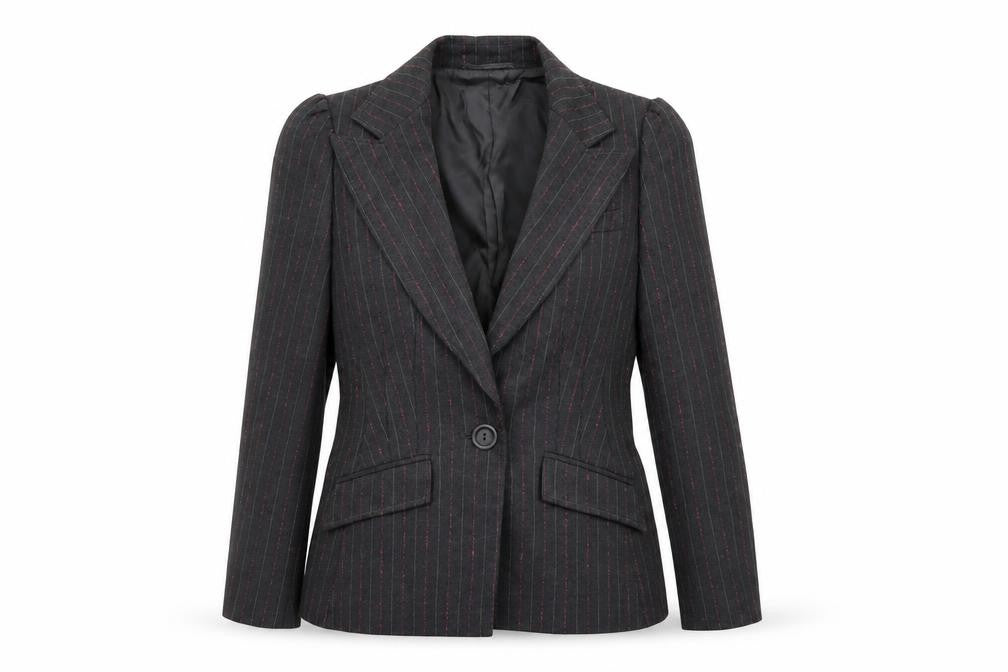PLANET Womens Grey Striped Rayon Jacket Blazer Size 10