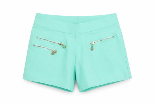 Front view of Preworn girls’ green culotte shorts, size XL