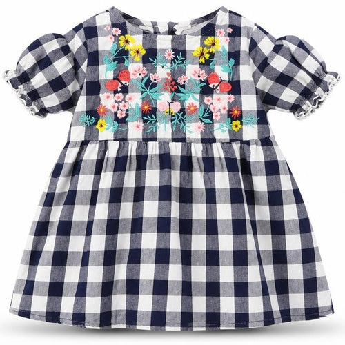H&M Girls Blue Check  A-Line  Size 12 Months