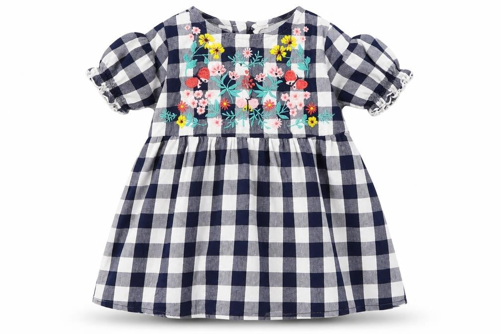 H&M Girls Blue Check  A-Line  Size 12 Months