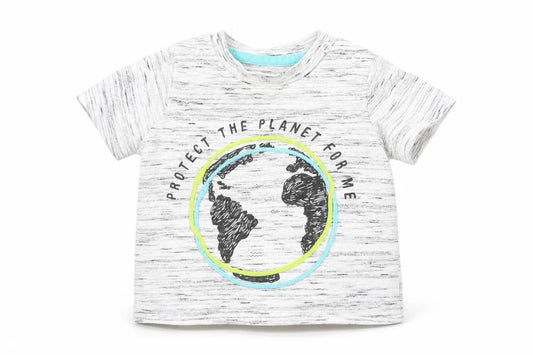 Front view of F&F Baby Grey Basic T-Shirt, size 3-6, Months - graphic