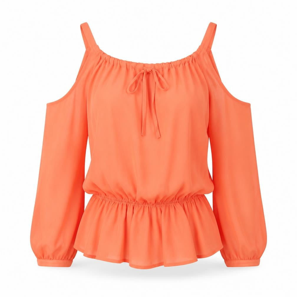 Front view of Next women’s orange basic blouse, size UK 8