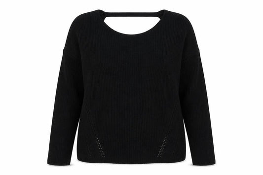 Front view of F&F women’s black knit jumper, size UK 12