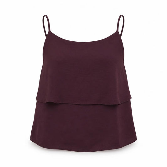 Front view of New Look women’s red camisole blouse, size UK 8