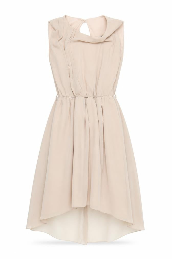 Rare Womens Beige   Fit & Flare  Size 6  - Dipped Hem