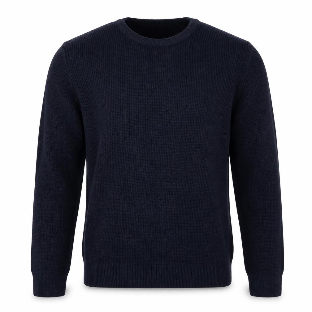 Front view of River Island men’s blue henley jumper, size S