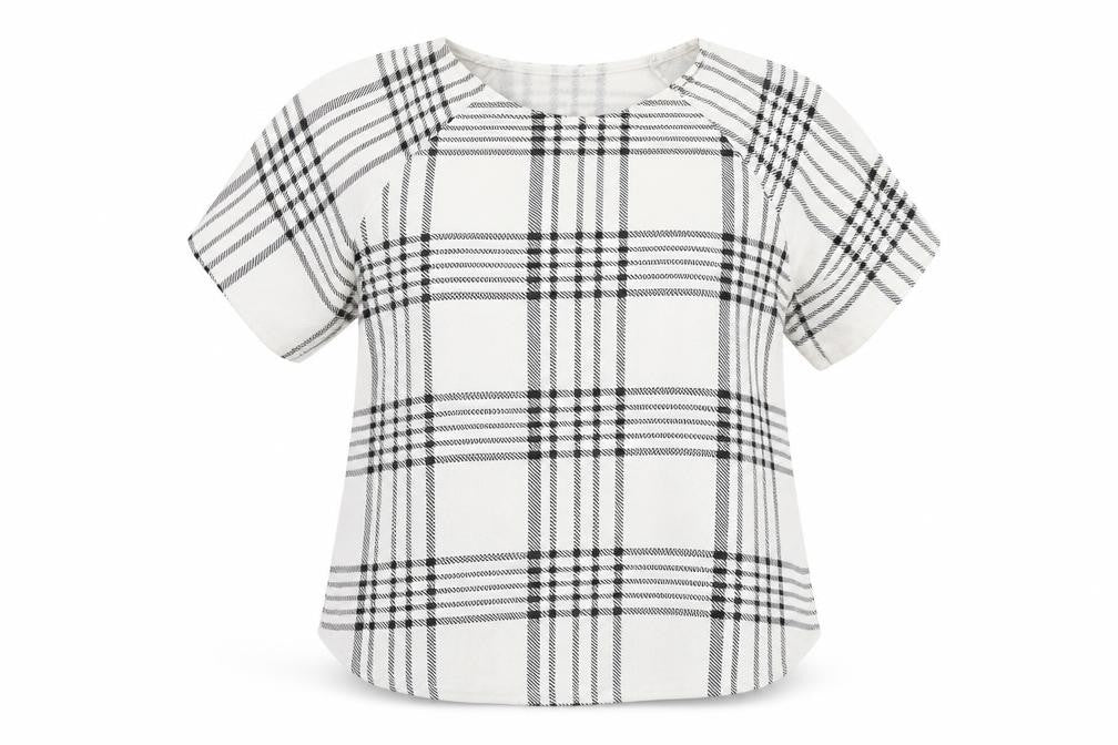 Select Womens White Check  Basic Blouse Size 12