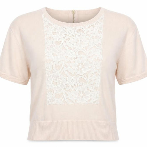 Topshop Womens Pink   Pullover Jumper Size 6  - floral lace detail