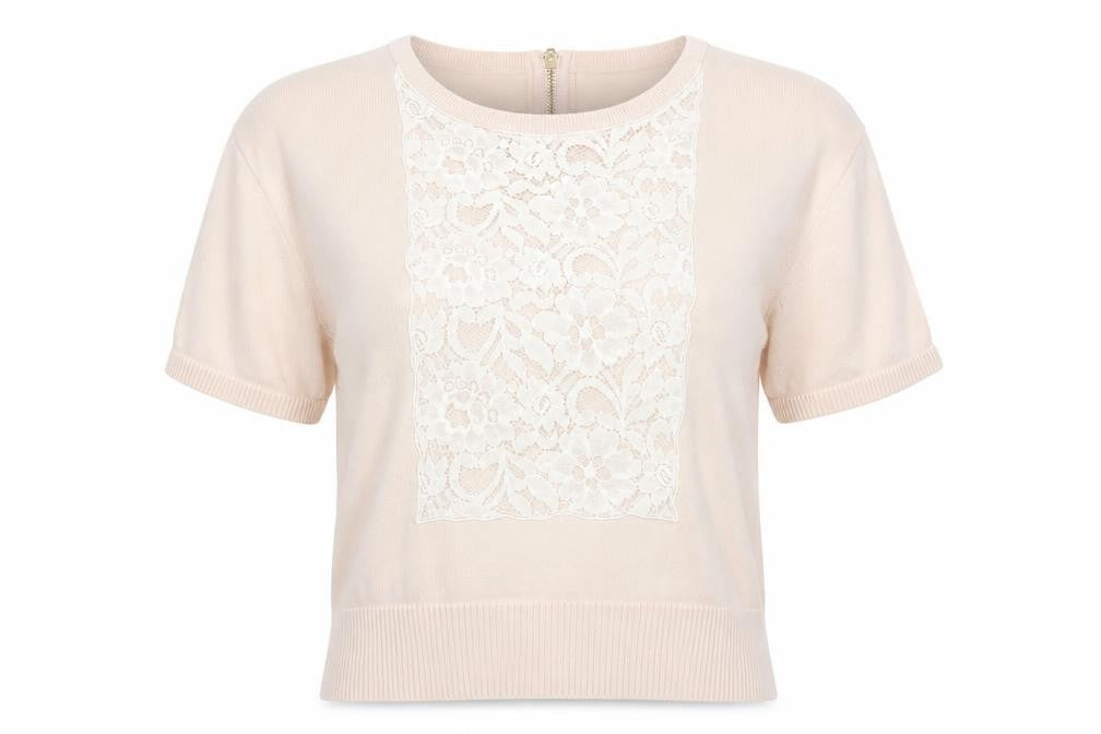Topshop Womens Pink   Pullover Jumper Size 6  - floral lace detail