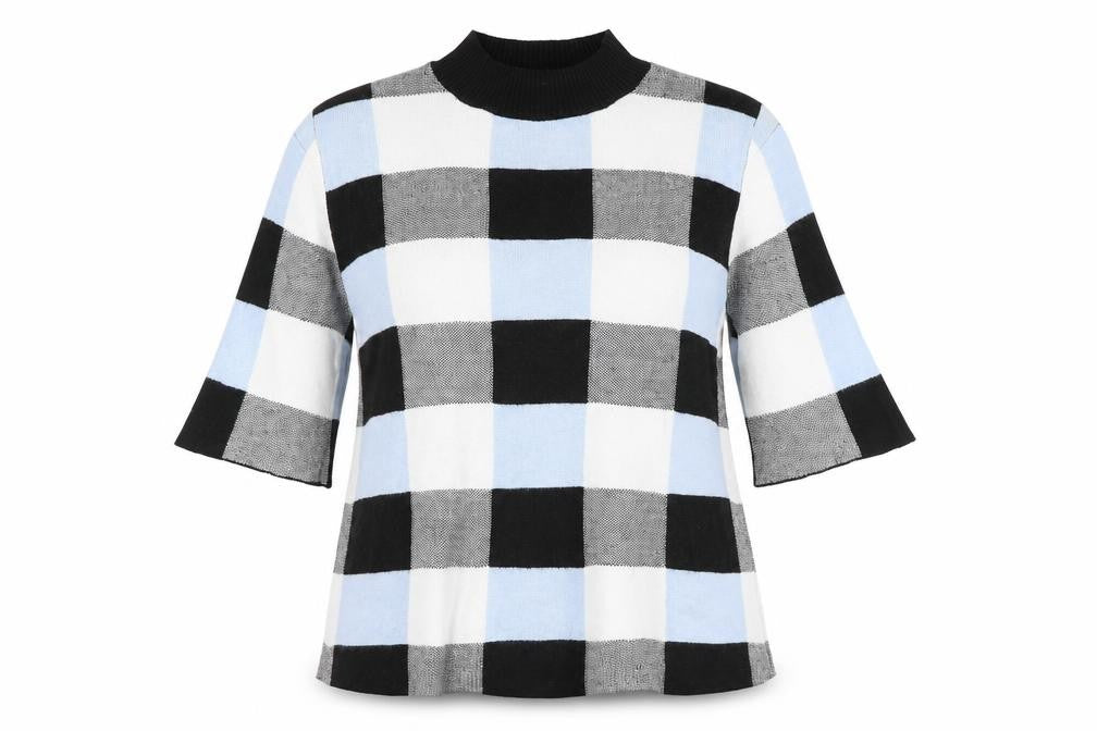 F&F Womens Black Check  Pullover Jumper Size 8