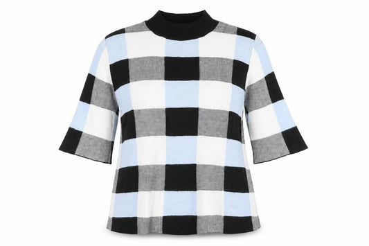 Front view of F&F women’s black check jumper, size UK 8