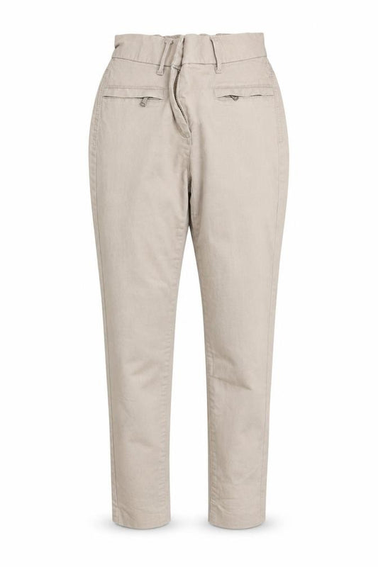Front view of Preworn women’s beige trousers, size UK 20, in, 24-inch leg