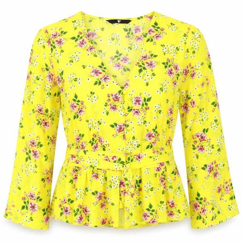 Very Womens Yellow Floral  Basic Blouse Size 12