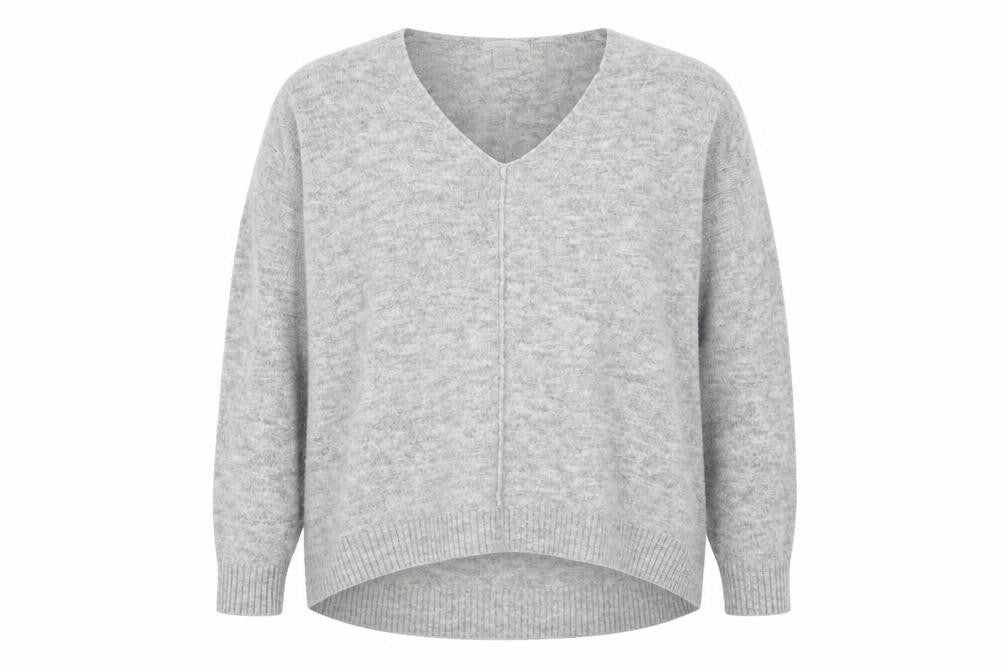 Front view of H&M women’s grey knit jumper, size S
