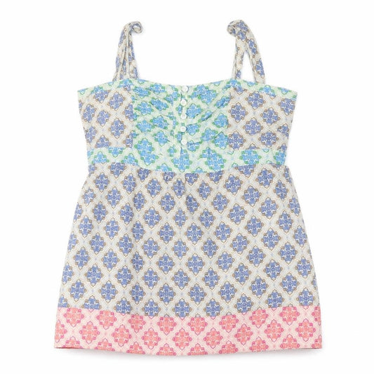 Front view of Next women’s blue geometric basic blouse, size UK 12