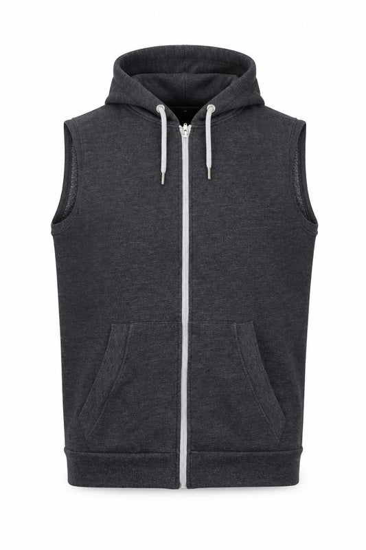 Front view of Fabric men’s grey full zip jumper, size L