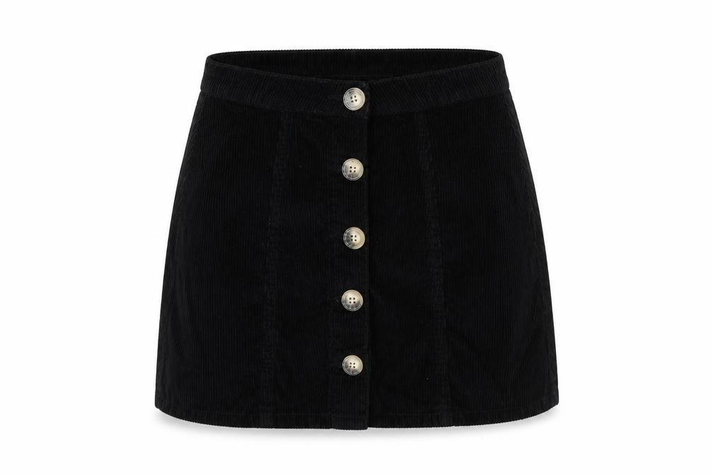 Denim & Co. Womens Black  Corduroy A-Line Skirt Size 10