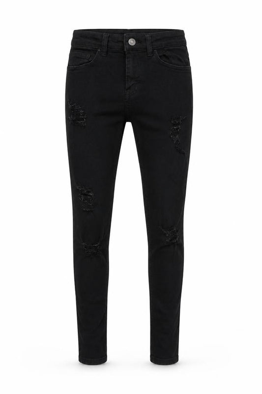 Front view of Hera women’s black denim skinny jeans, size UK 26, 25-inch leg
