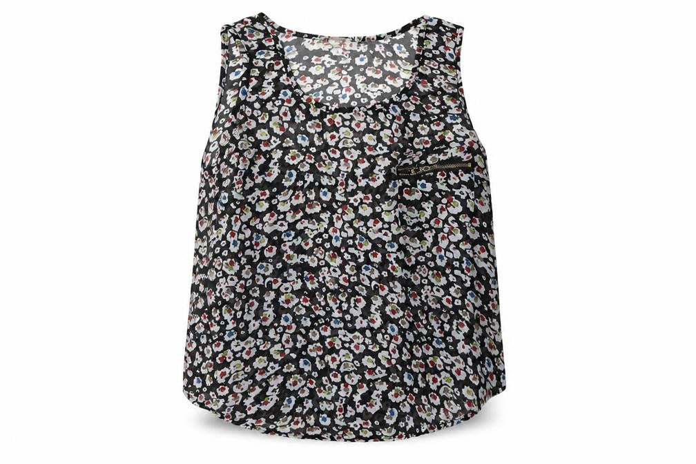 Cameo Rose Womens Black Floral  Basic Blouse Size S
