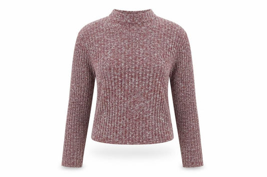 Front view of Boohoo women’s red pullover sweatshirt, size UK 8