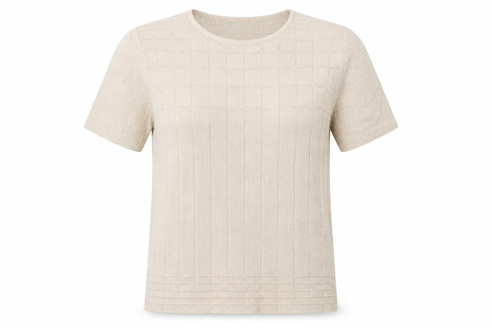 Jumper Womens Beige Check Knit Pullover Jumper Size M