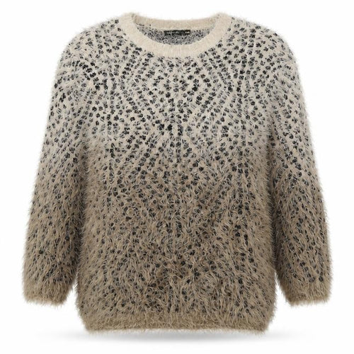 QED London Womens Brown Animal Print Knit Pullover Jumper Size M