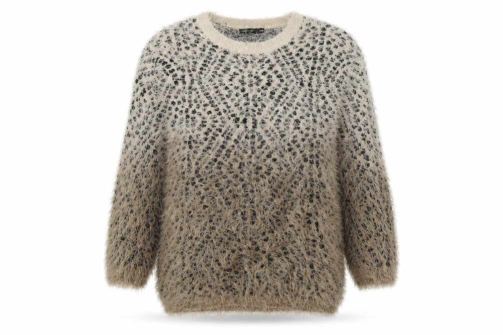 QED London Womens Brown Animal Print Knit Pullover Jumper Size M