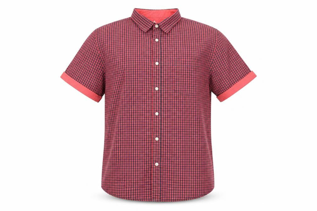 Easy Mens Red Plaid   Button-Up Size L