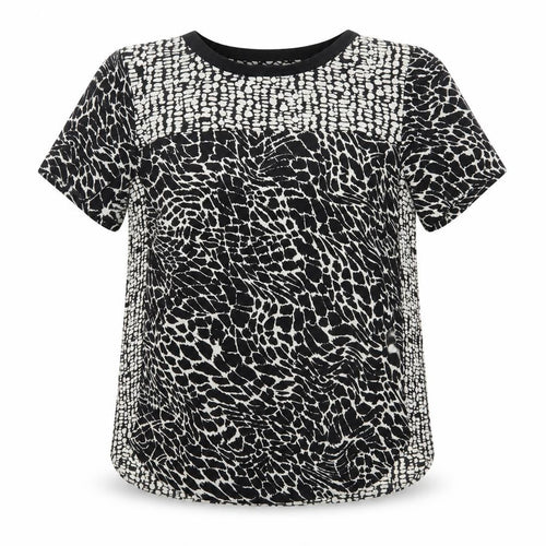 M&S Womens Black Animal Print  Basic Blouse Size 10