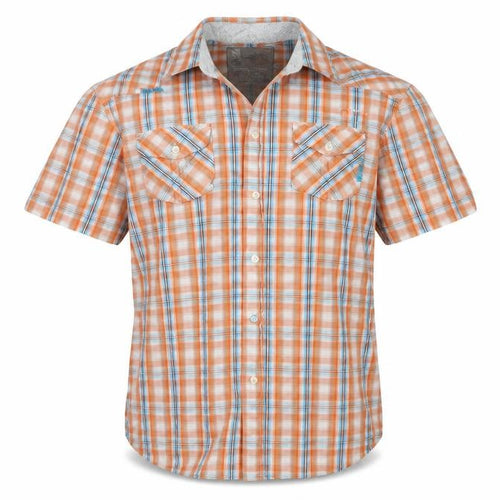 Burton Mens Orange Plaid   Button-Up Size M