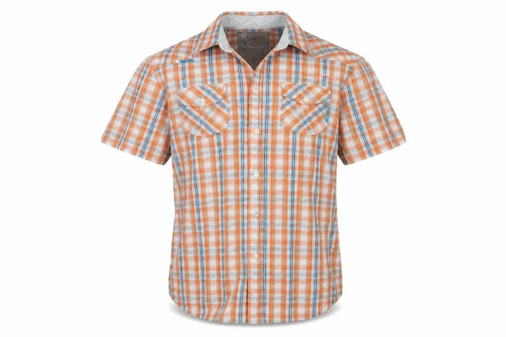 Burton Mens Orange Plaid   Button-Up Size M