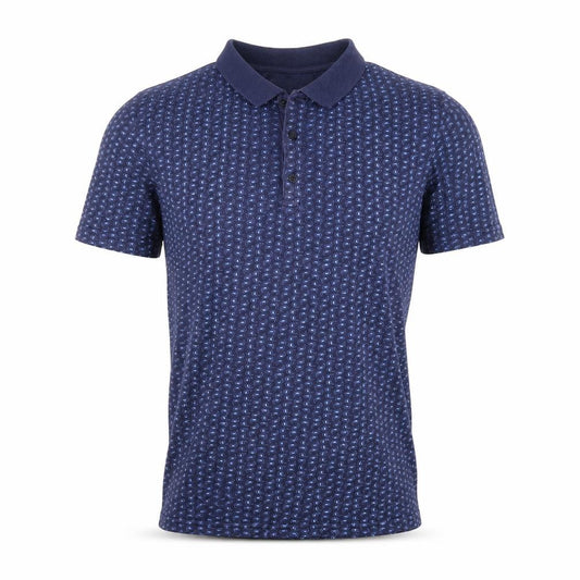 Front view of River Island men’s blue paisley polo, size XS