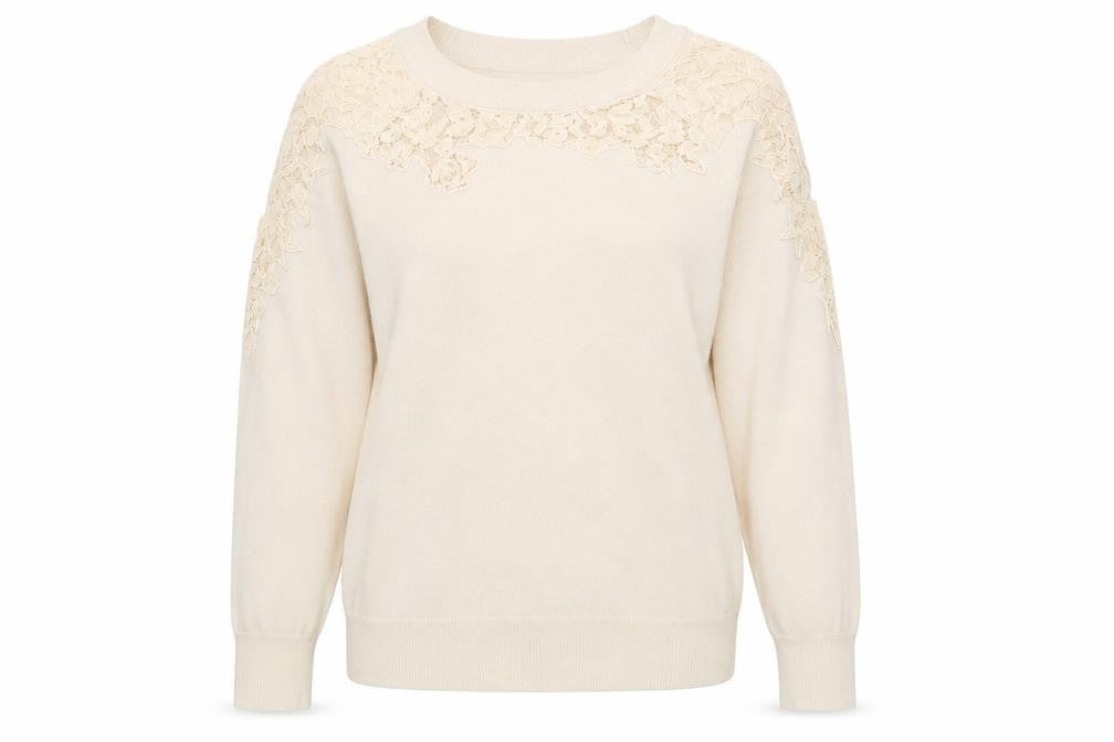 Topshop Womens Ivory   Pullover Jumper Size 12  - hole detail on each shoulder