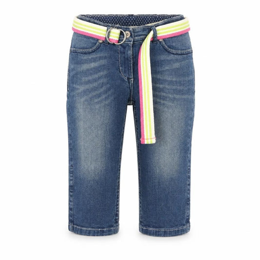 Front view of Indigo girls’ blue straight jeans, size 9, years