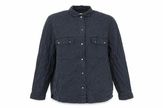 Front view of Gap women’s black basic button-up, size L