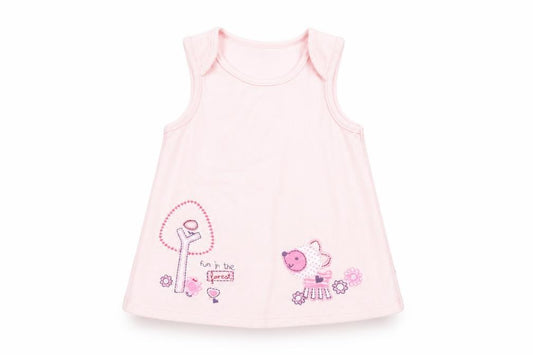 Front view of Marks & Spencer girls’ pink flannel a-line, size 3-6, months - graphic