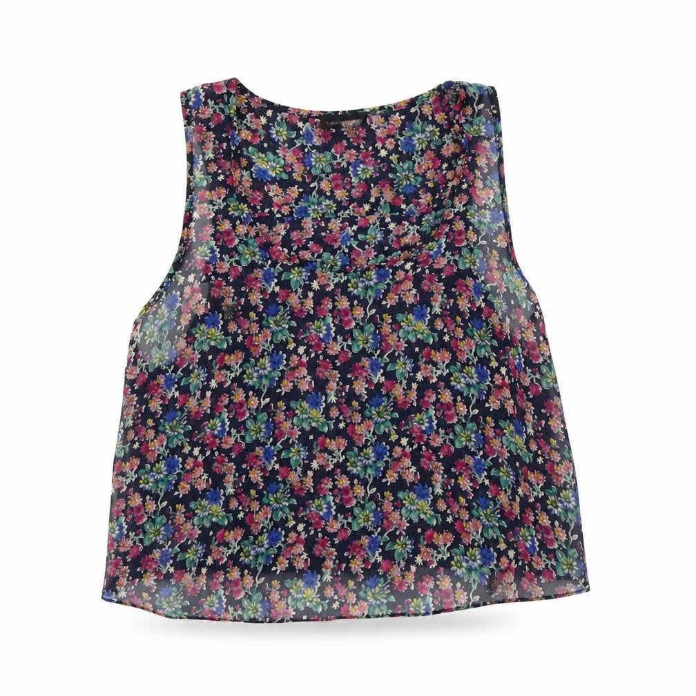 Topshop Womens Black Floral  Basic Blouse Size 8