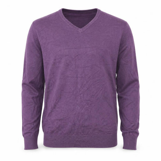 Front view of Autograph men’s purple knit jumper, size M