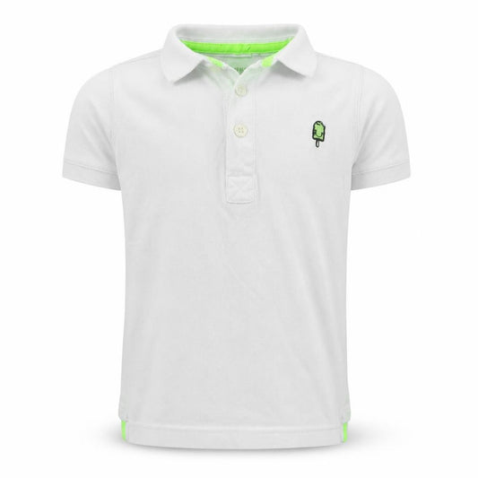 Front view of Next boys’ white basic polo, size 2-3, years - ice cream