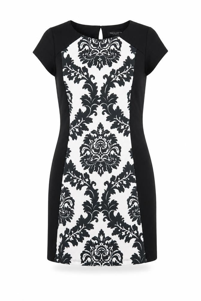 Dorothy Perkins Womens Black Geometric  A-Line  Size 10