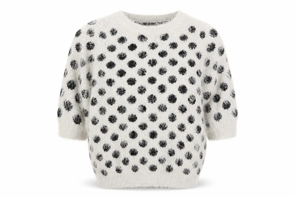 Front view of Atmosphere women’s grey paisley jumper, size UK 6