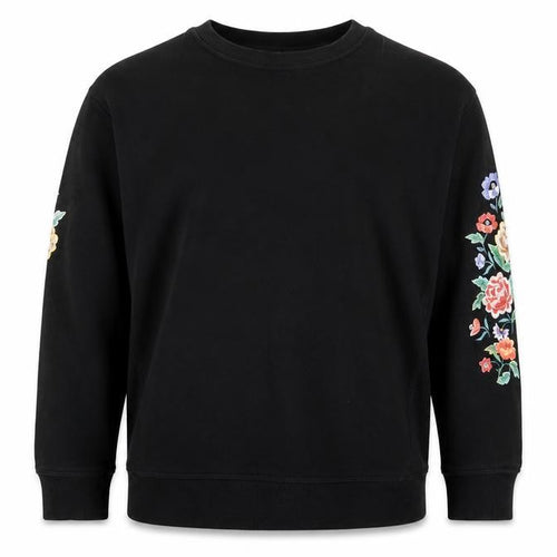 New Look Womens Black Floral  Pullover Sweatshirt Size 8