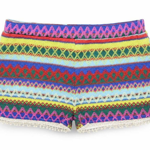 Sure Gypsy Womens Multicoloured Geometric  Hot Pants Shorts Size 28 in