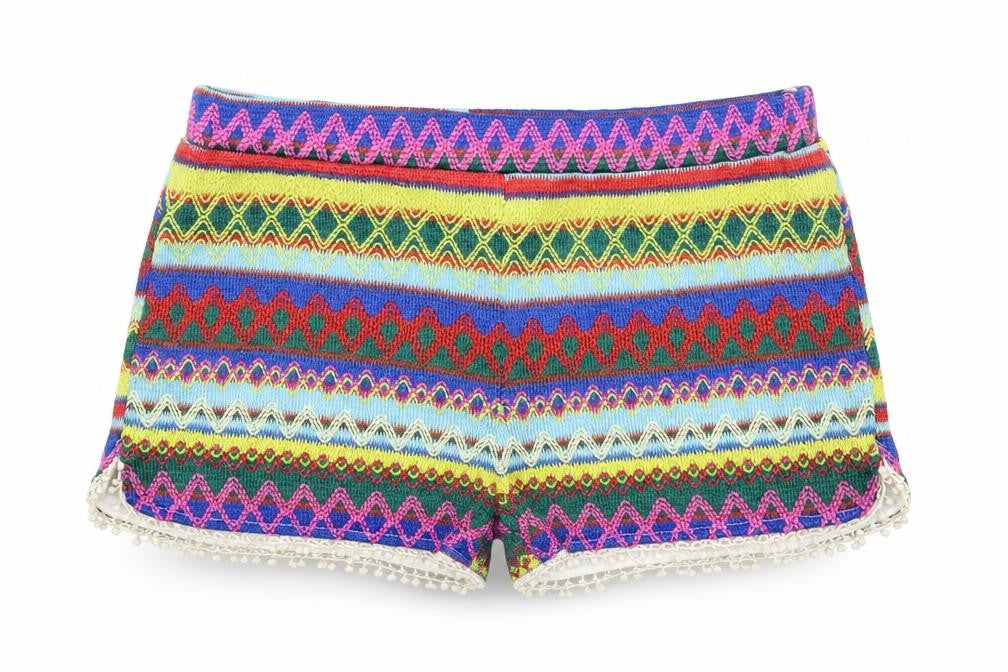 Sure Gypsy Womens Multicoloured Geometric  Hot Pants Shorts Size 28 in