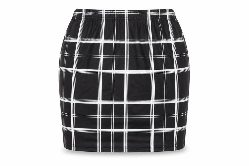 iShein Womens Black Check  Maxi Skirt Size M