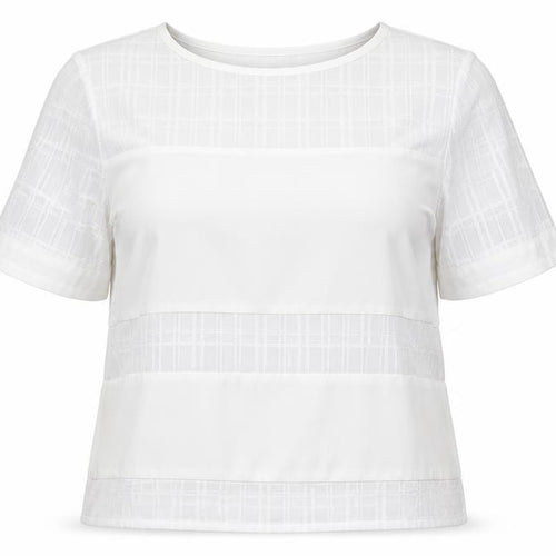 Papaya Womens White Geometric  Basic T-Shirt Size 12