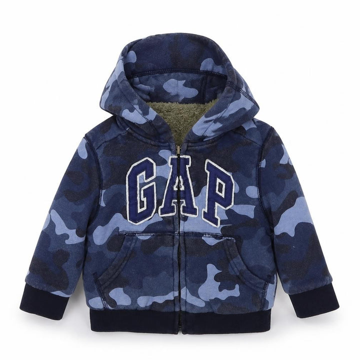 Gap Boys Blue Camouflage  Full Zip Jumper Size 6-9 Months