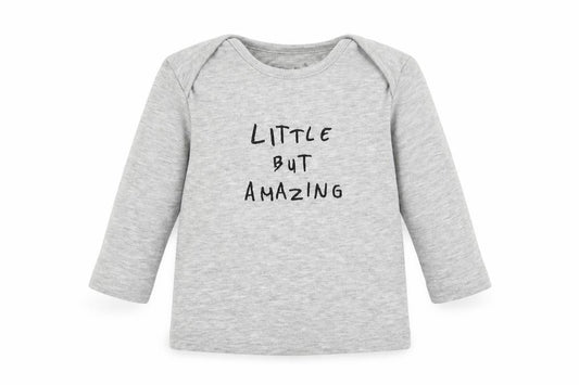 Front view of F&F boys’ grey basic t-shirt, size 3-6, months