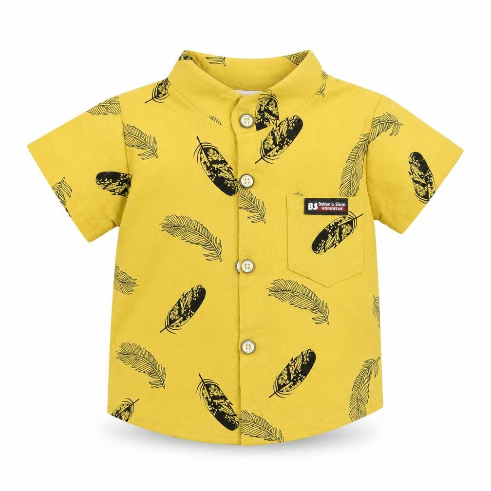 Bekken & Strom Boys Yellow Floral  Basic Button-Up Size 3-6 Months