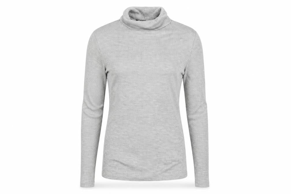 Front view of Primark women’s grey striped jumper, size UK 12
